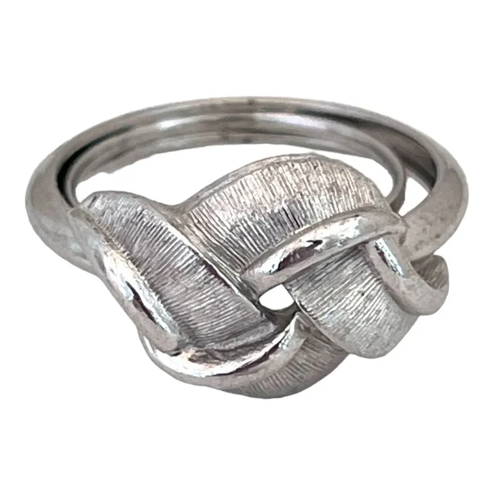 Vintage 1970s Avon Ring Adjustable Knot Textured Silver Tone - 5W
